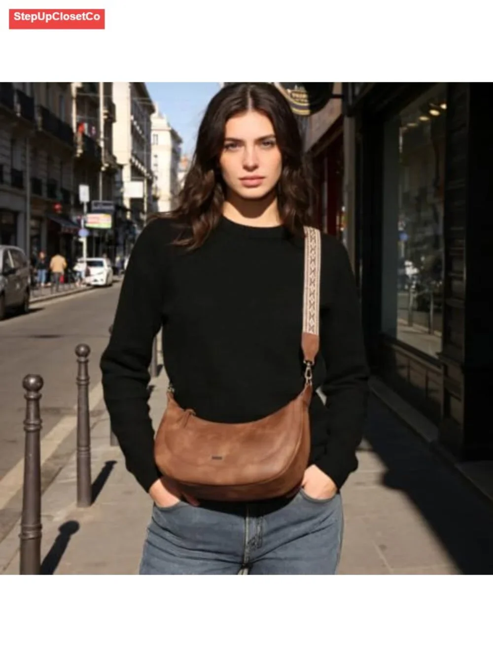 Boho Faux Leather Hobo Bag with Card Slots and Adjustable Strap